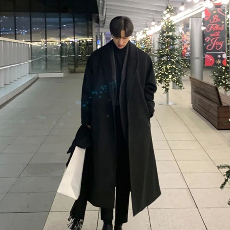 韓国風メンズルーズカジュアルシングルブレストオーバーコートク - Korean Girl Lifestyle のレビューと価格